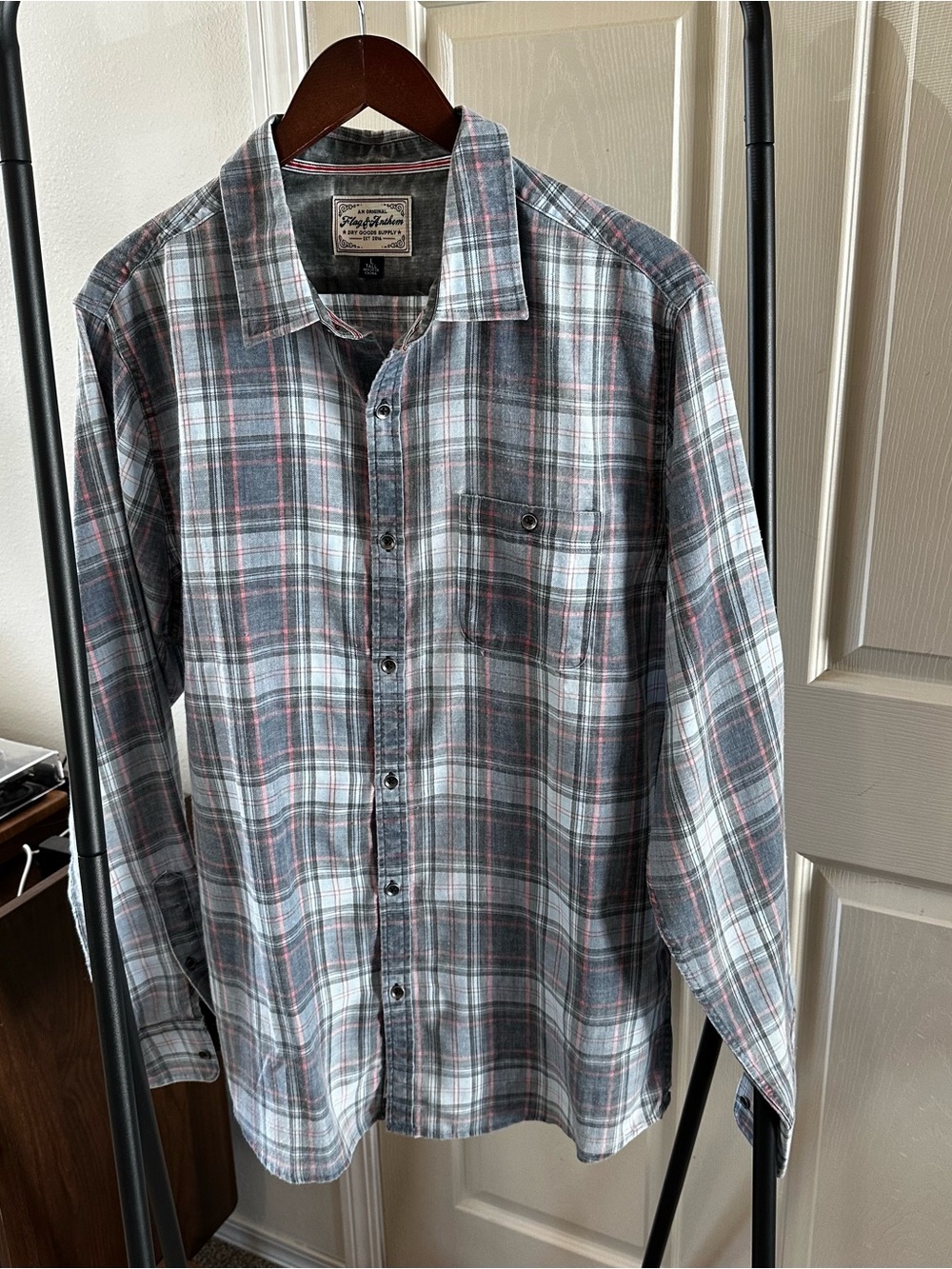 Gray Plaid Casual Button-Down Shirt - Flag & Anthem 🦋